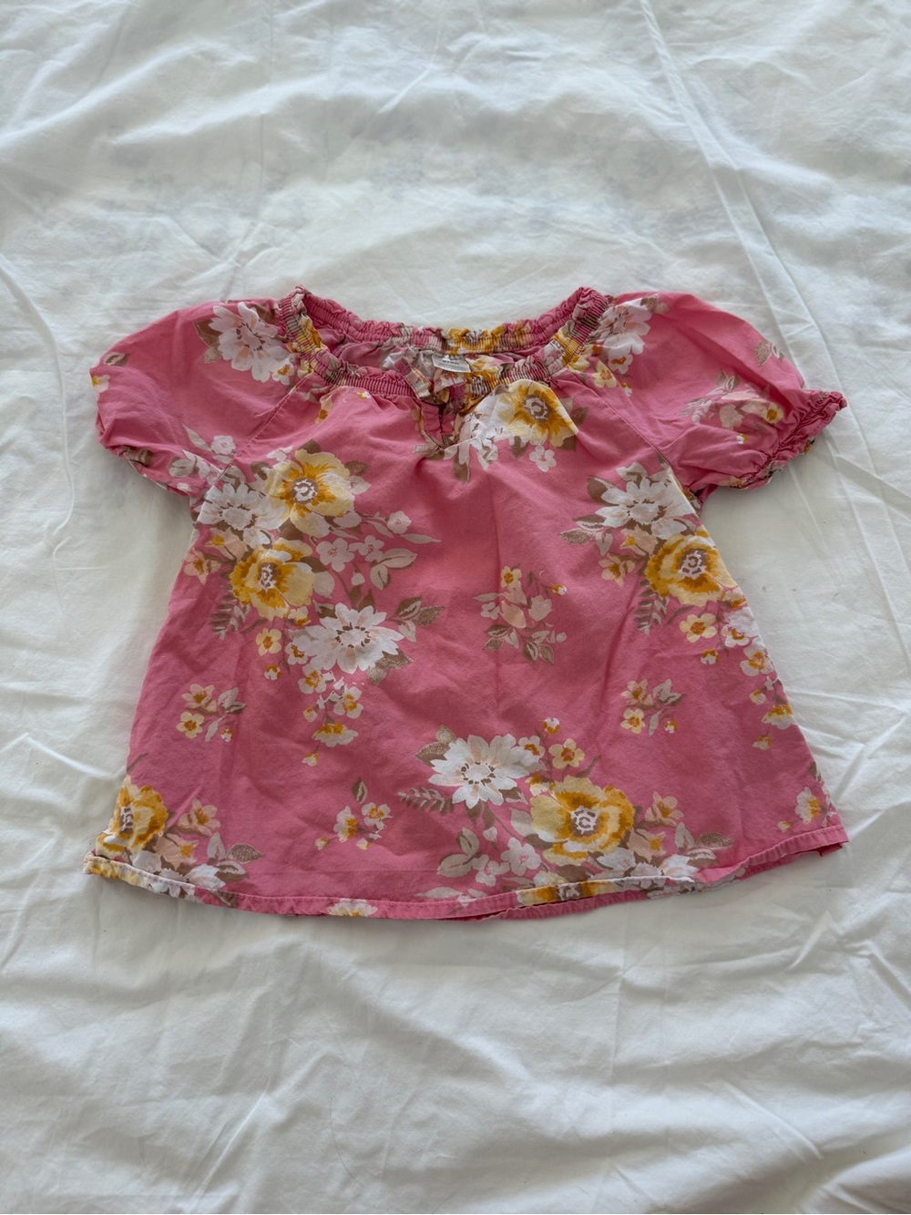 Oshkosh Girls Pink Floral Puff-Sleeve Top 5T